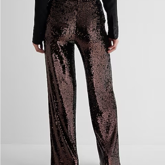 Women's Sequin Wide-Leg Pants - Black - Picture 2 of 5